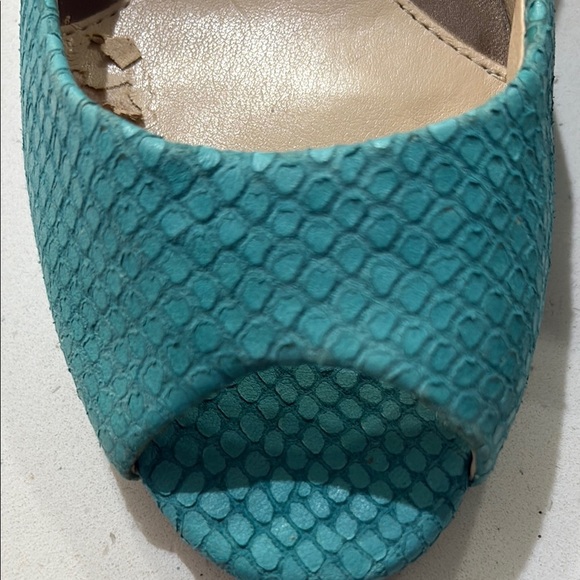 Calvin Klein Women's Peep Toe Snake Pumps - Teal - Picture 6 of 8